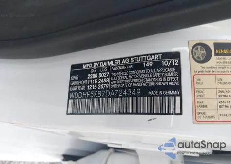 2013 Mercedes-Benz E 350 from USA, damaged, VIN WDDHF5KB7DA724349